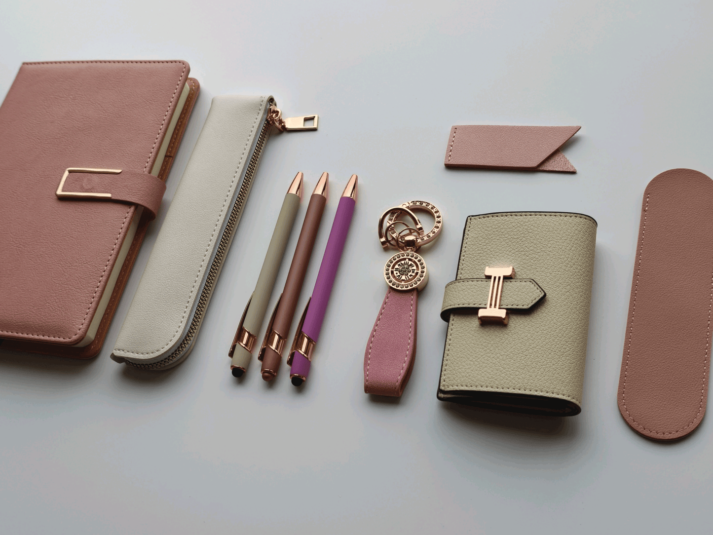Dusty Rose – Elegant Stationery Gift Set - Golden Line Box