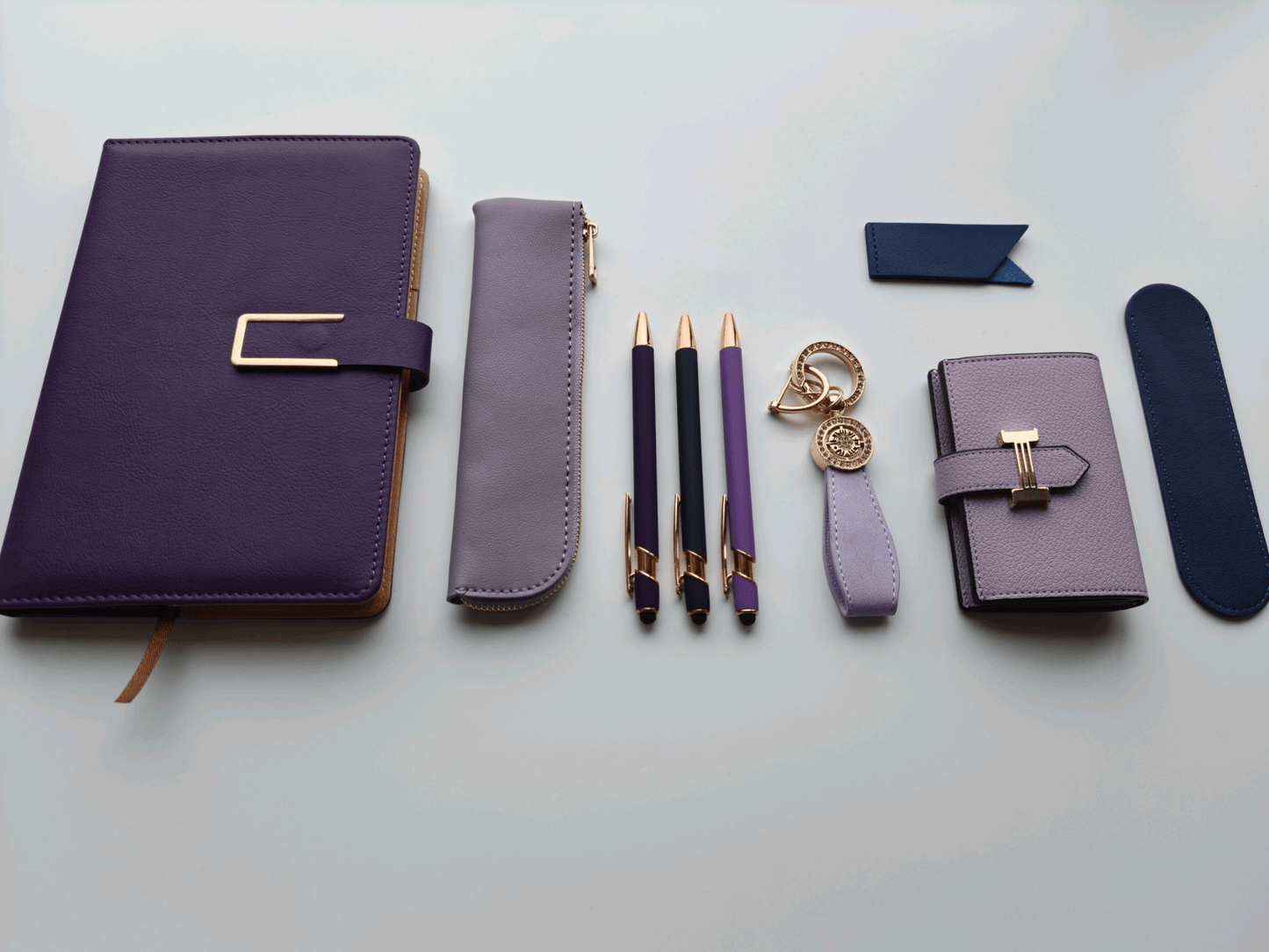 Royal Purple – Elegant Stationery Gift Set - Golden Line Box