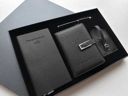 Classic Black – Elegant Travel Gift Set - Golden Line Box