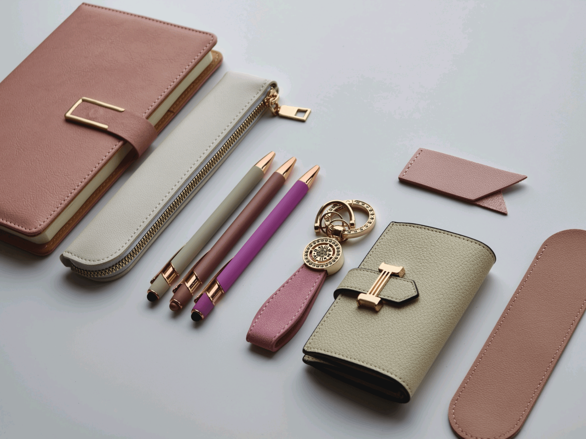 Dusty Rose – Elegant Stationery Gift Set - Golden Line Box