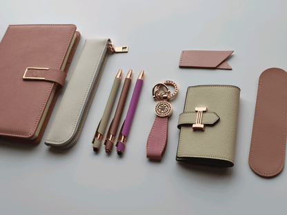 Dusty Rose – Elegant Stationery Gift Set - Golden Line Box