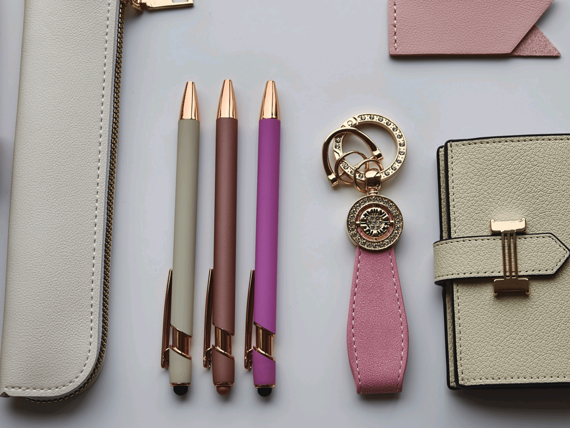 Dusty Rose – Elegant Stationery Gift Set - Golden Line Box