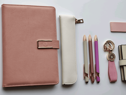 Dusty Rose – Elegant Stationery Gift Set - Golden Line Box