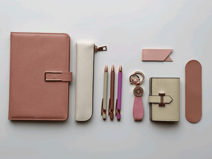 Dusty Rose – Elegant Stationery Gift Set - Golden Line Box
