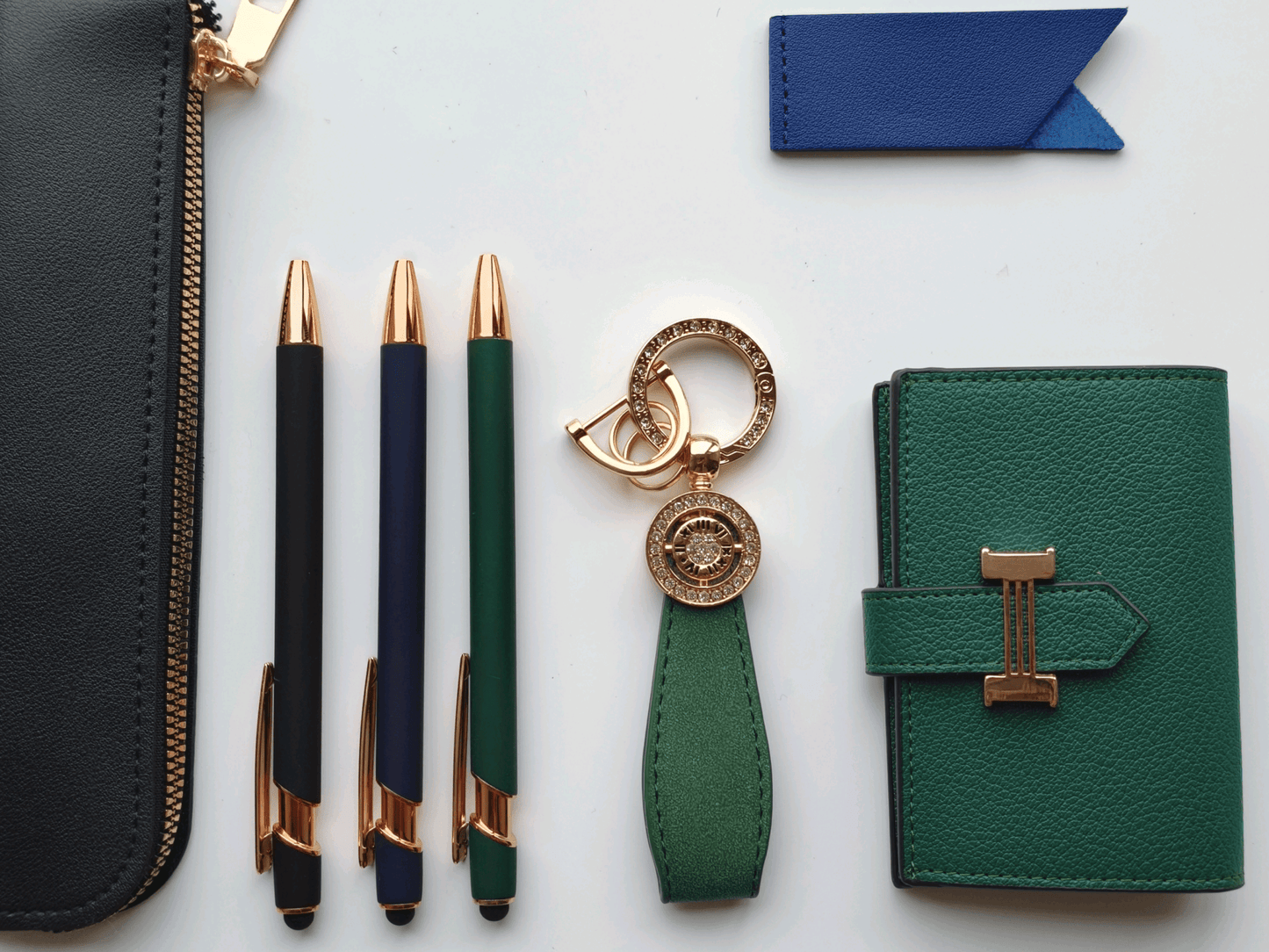 Emerald Green – Elegant Stationery Gift Set - Golden Line Box