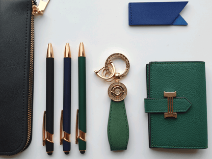 Emerald Green – Elegant Stationery Gift Set - Golden Line Box
