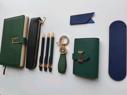 Emerald Green – Elegant Stationery Gift Set - Golden Line Box