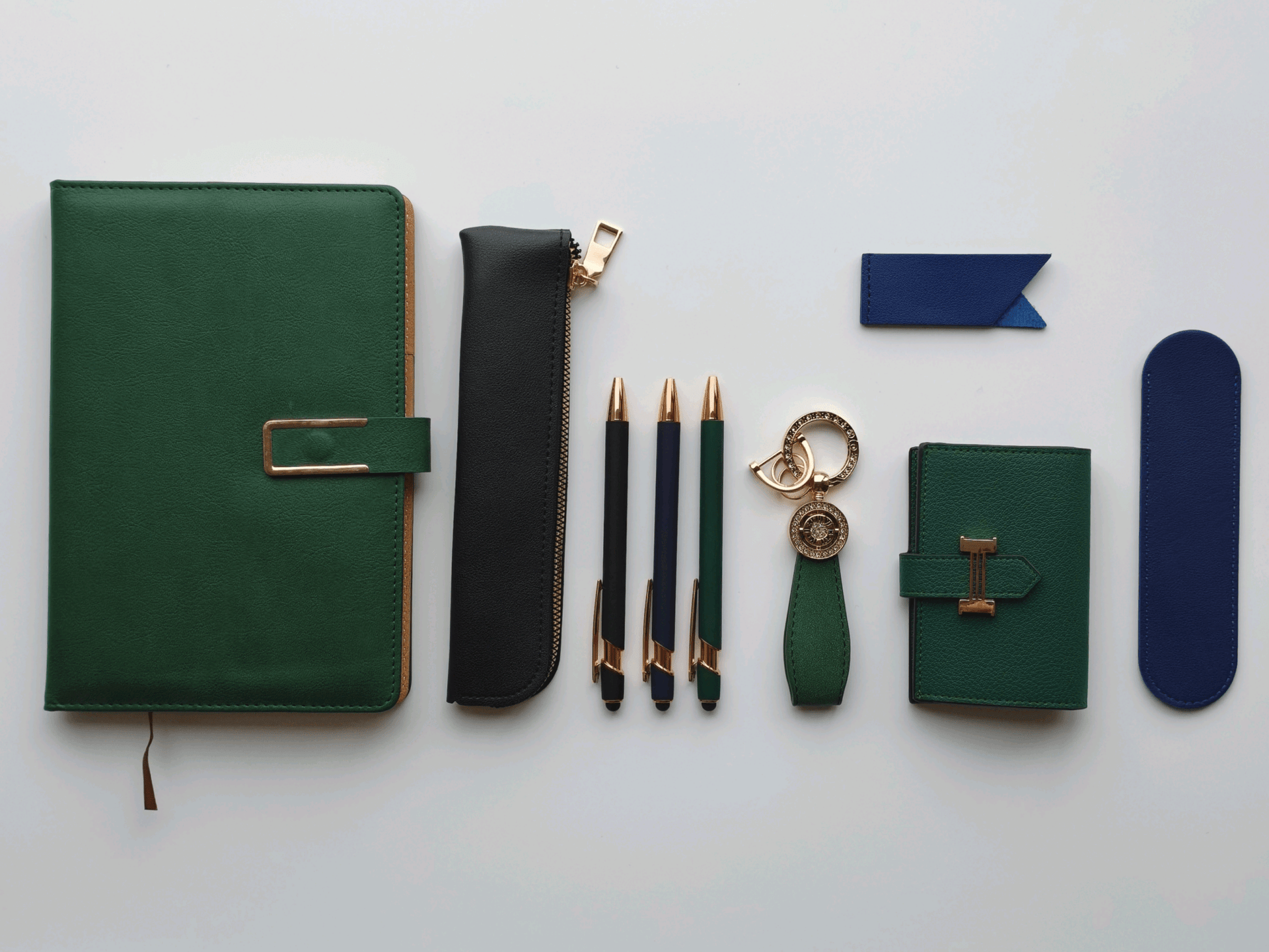 Emerald Green – Elegant Stationery Gift Set - Golden Line Box