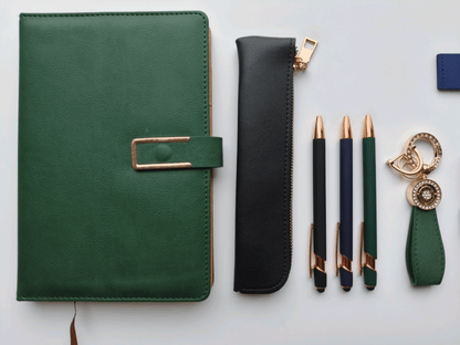 Emerald Green – Elegant Stationery Gift Set - Golden Line Box