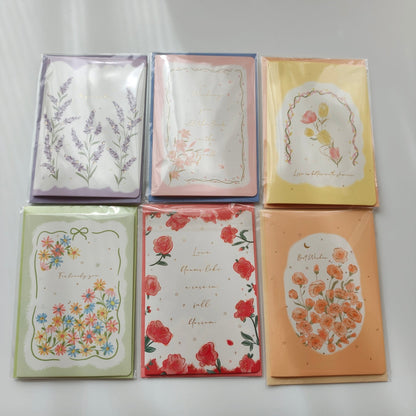 Floral Greeting Cards - Flower Bouquet - Golden Line Box