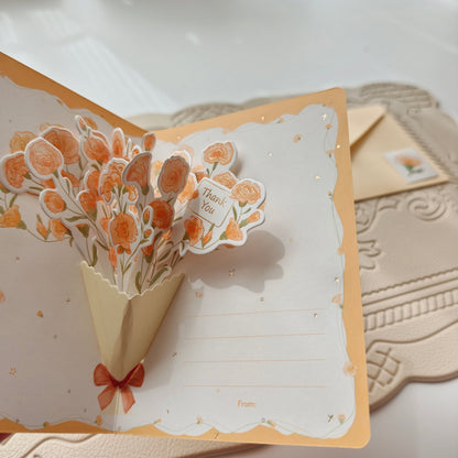 Floral Greeting Cards - Flower Bouquet - Golden Line Box