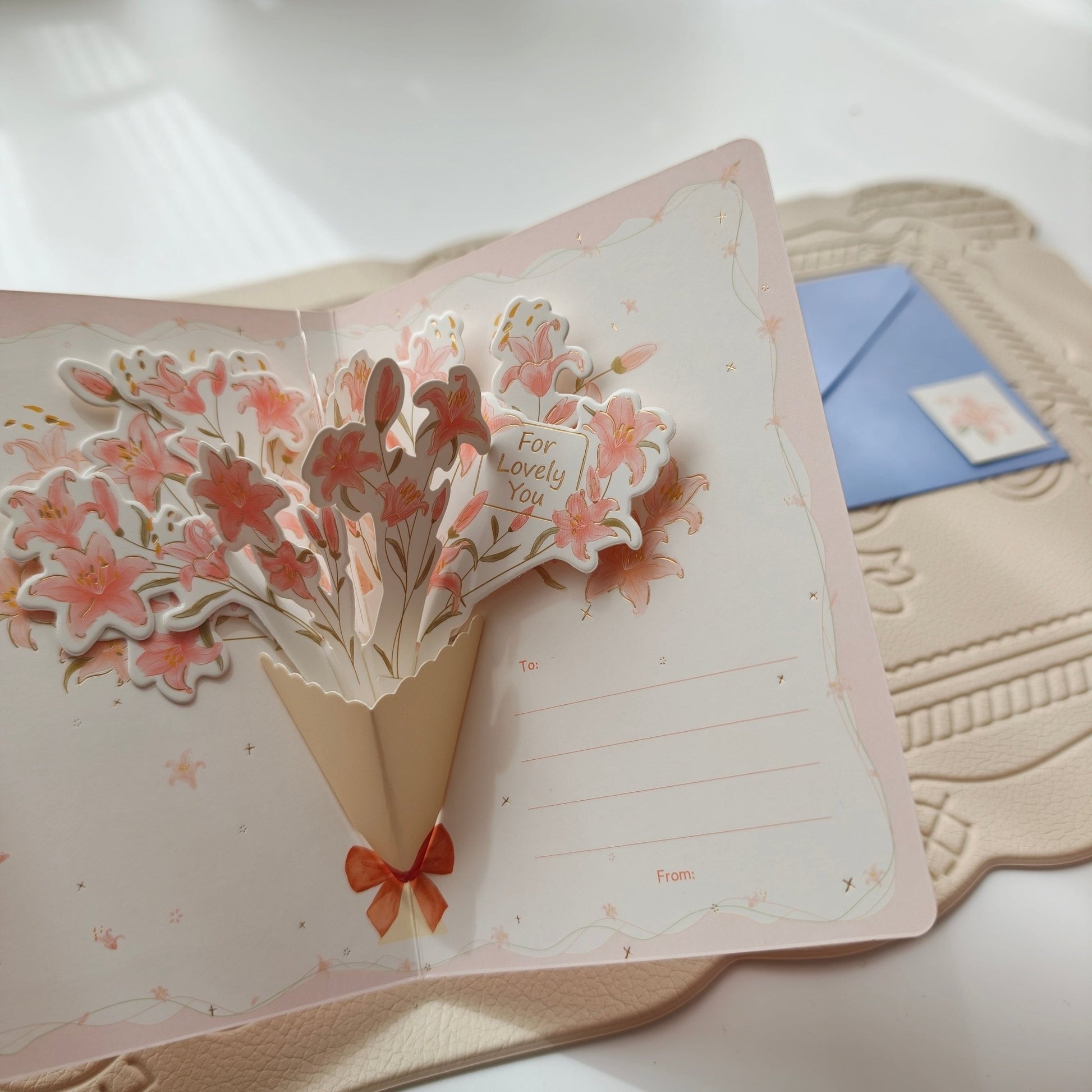 Floral Greeting Cards - Flower Bouquet - Golden Line Box