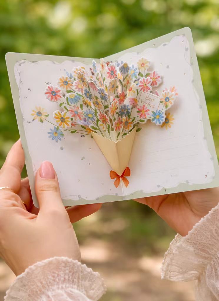 Floral Greeting Cards - Flower Bouquet - Golden Line Box