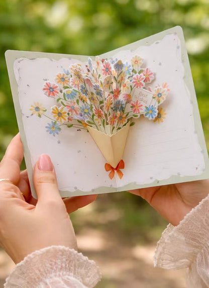 Floral Greeting Cards - Flower Bouquet - Golden Line Box