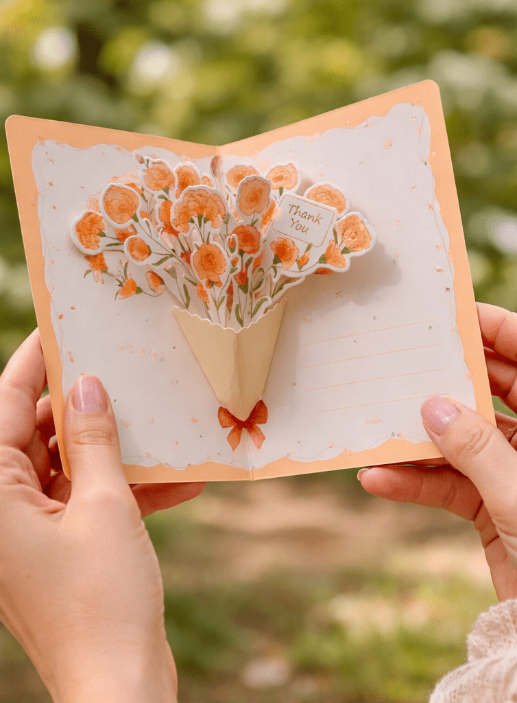 Floral Greeting Cards - Flower Bouquet - Golden Line Box