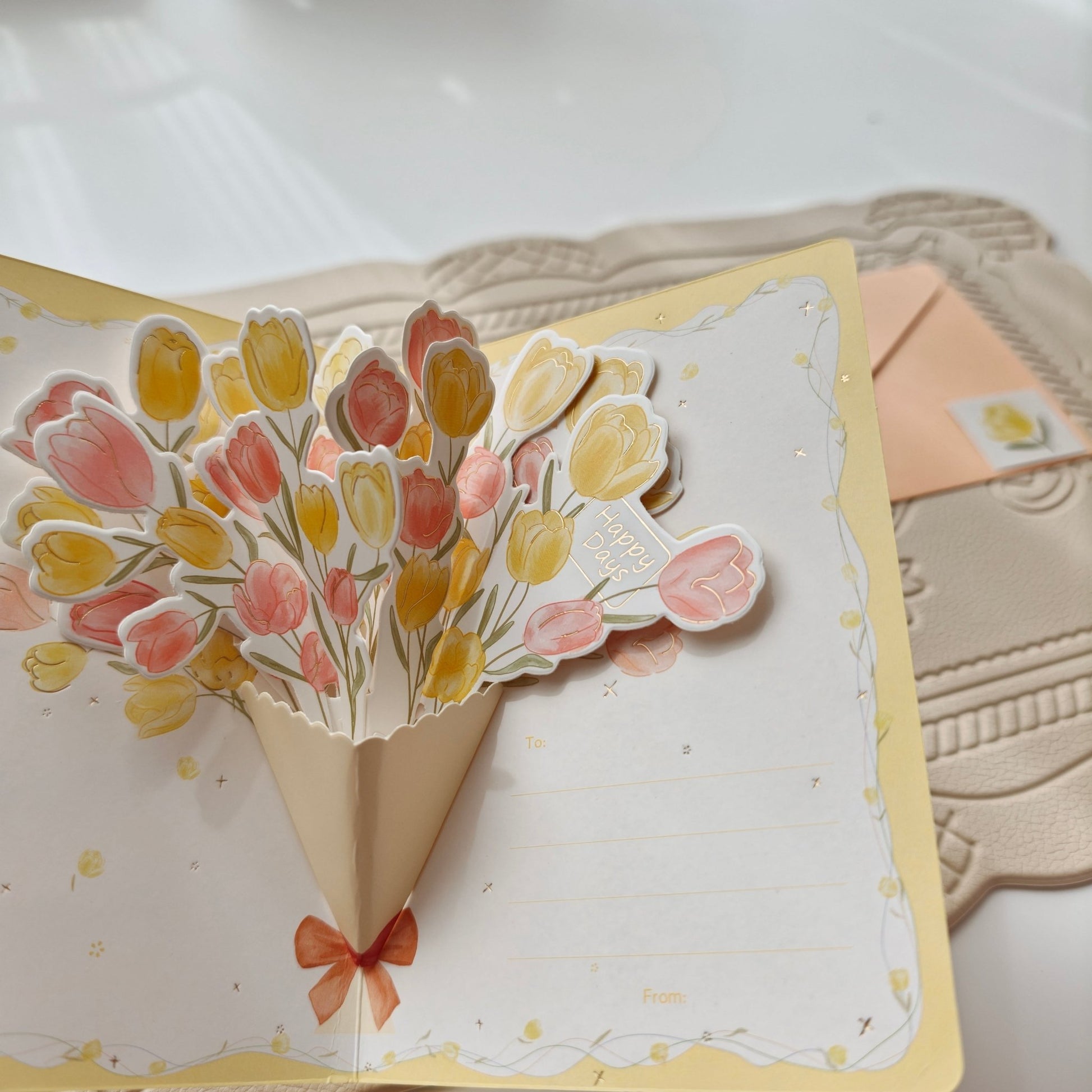 Floral Greeting Cards - Flower Bouquet - Golden Line Box