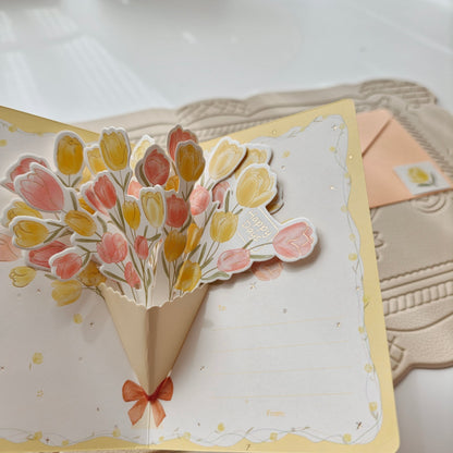 Floral Greeting Cards - Flower Bouquet - Golden Line Box