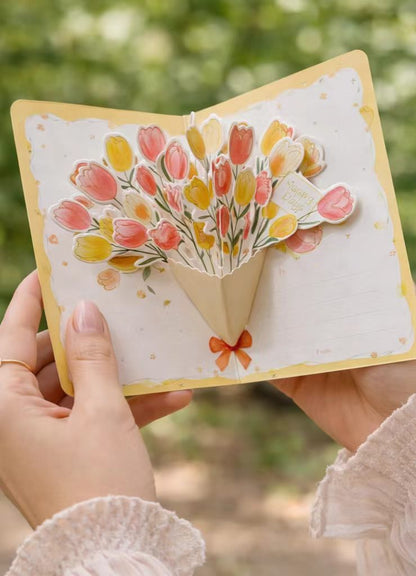 Floral Greeting Cards - Flower Bouquet - Golden Line Box