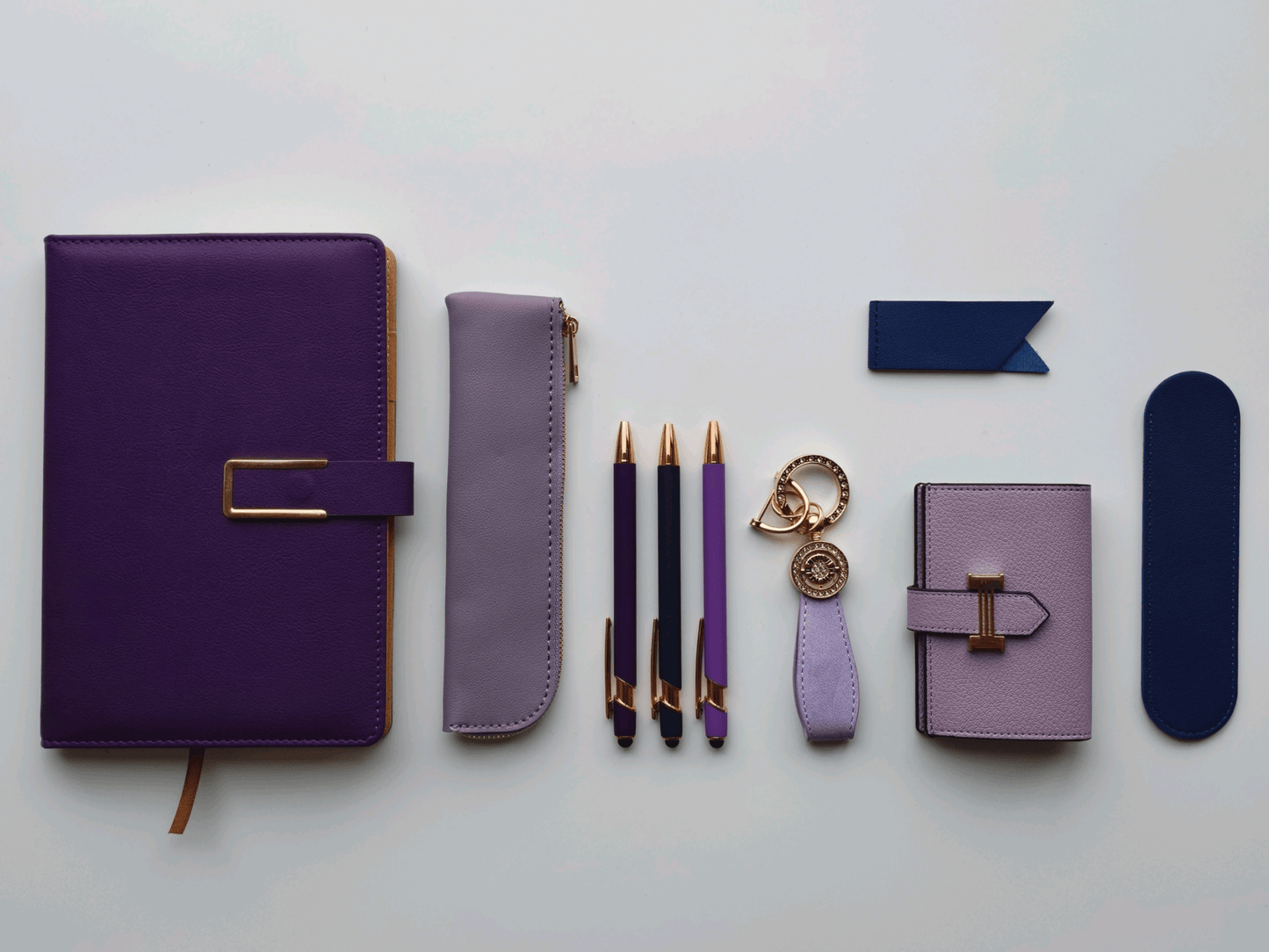 Royal Purple – Elegant Stationery Gift Set - Golden Line Box