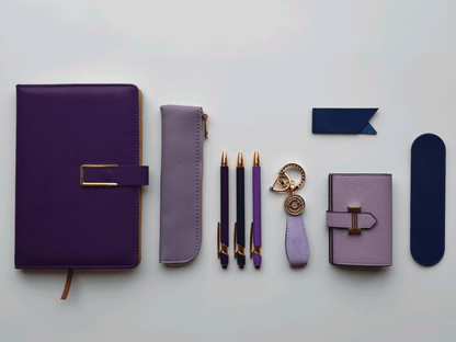 Royal Purple – Elegant Stationery Gift Set - Golden Line Box