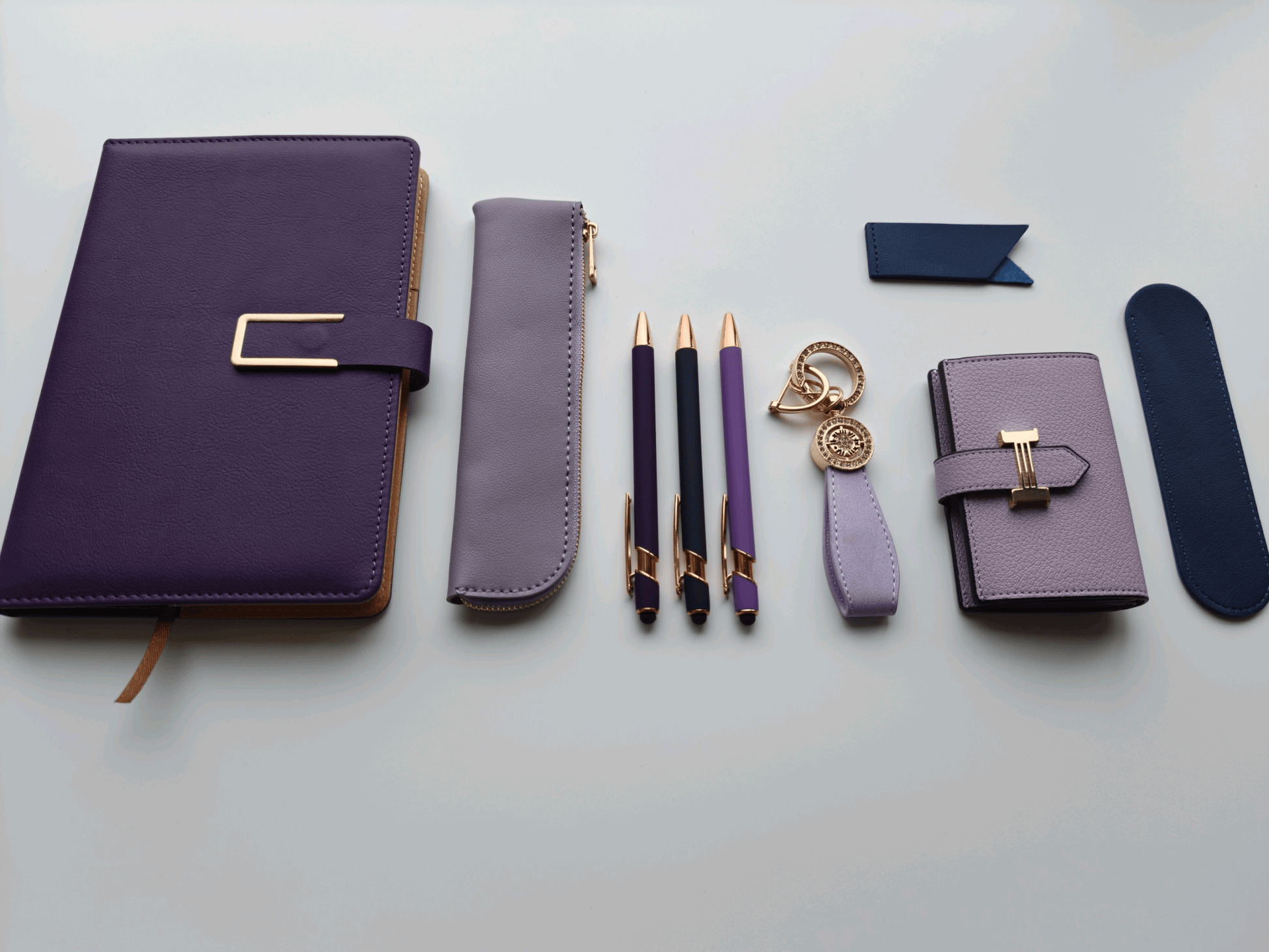 Royal Purple – Elegant Stationery Gift Set - Golden Line Box