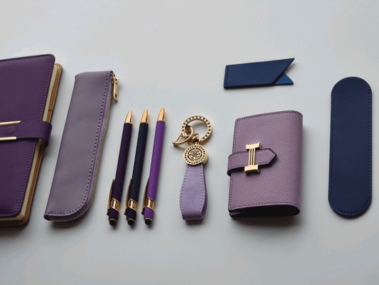 Royal Purple – Elegant Stationery Gift Set - Golden Line Box