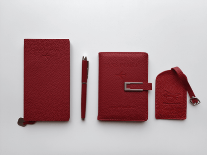 Royal Red – Elegant Travel Gift Set - Golden Line Box