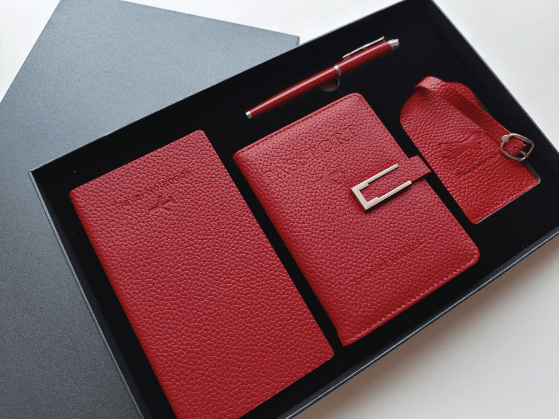 Royal Red – Elegant Travel Gift Set - Golden Line Box