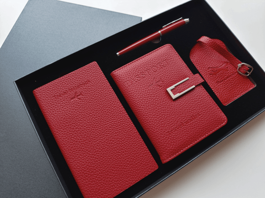 Royal Red – Elegant Travel Gift Set - Golden Line Box
