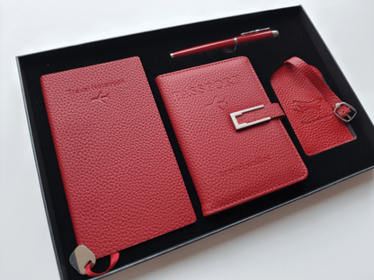 Royal Red – Elegant Travel Gift Set - Golden Line Box