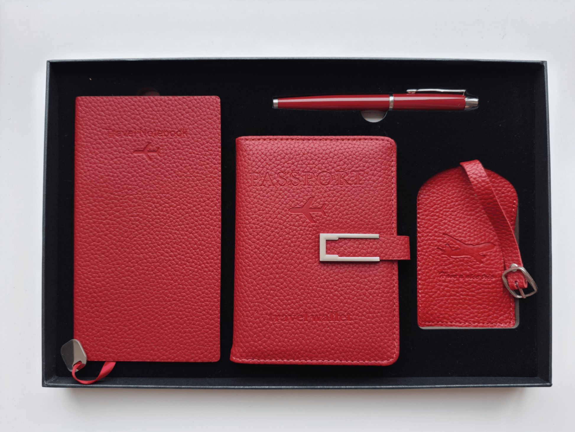 Royal Red – Elegant Travel Gift Set - Golden Line Box