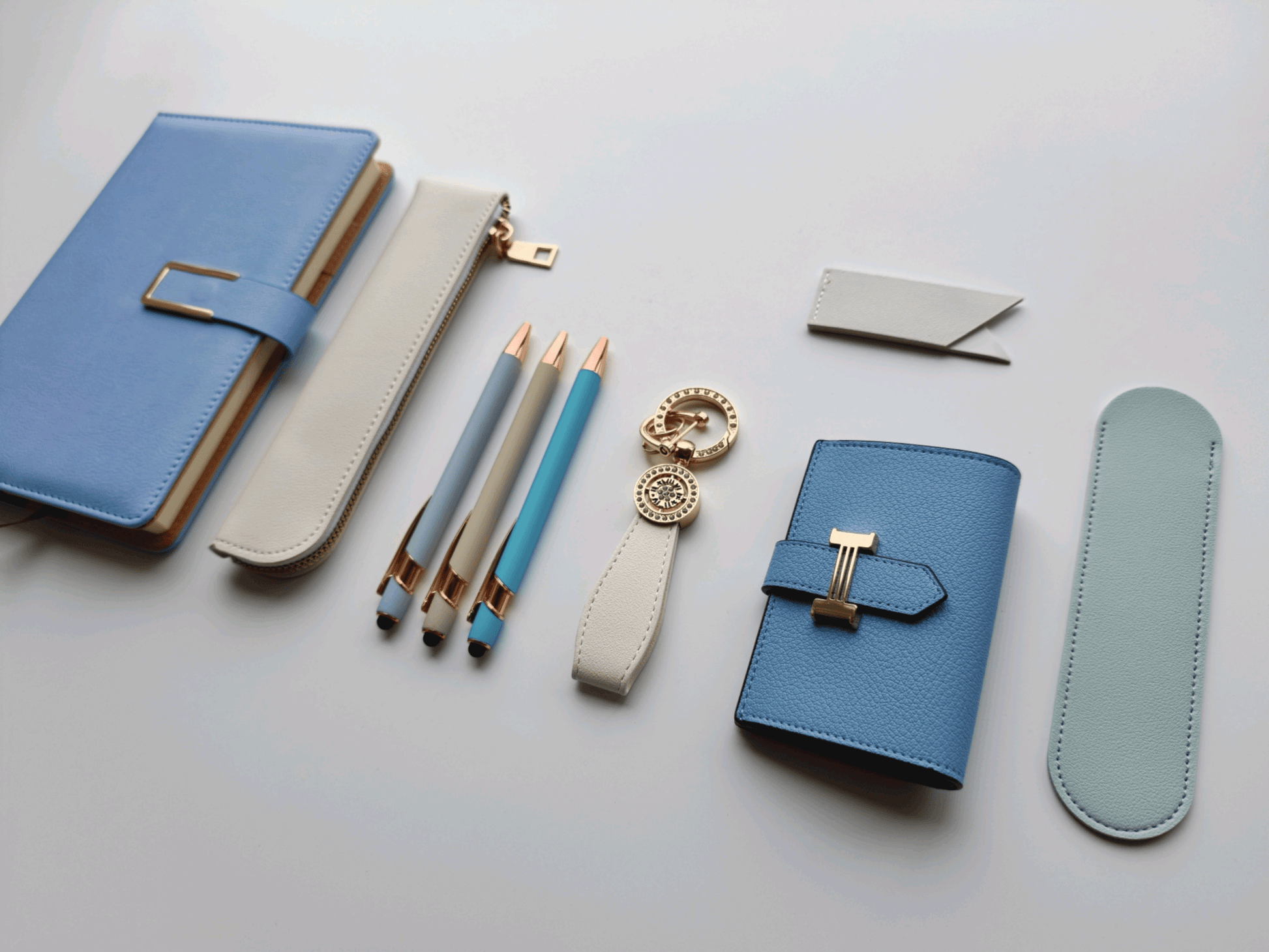 Sky Blue – Elegant Stationery Gift Set - Golden Line Box