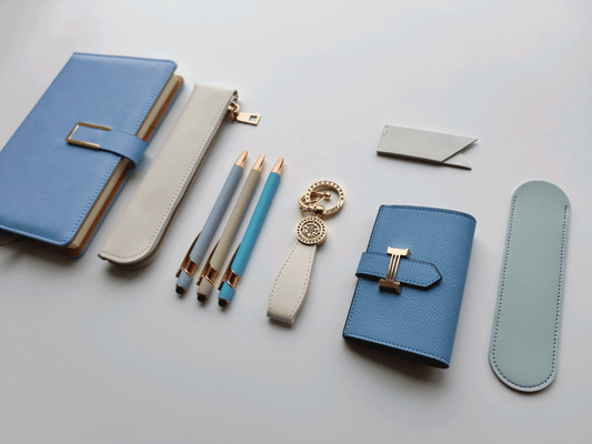 Sky Blue – Elegant Stationery Gift Set - Golden Line Box