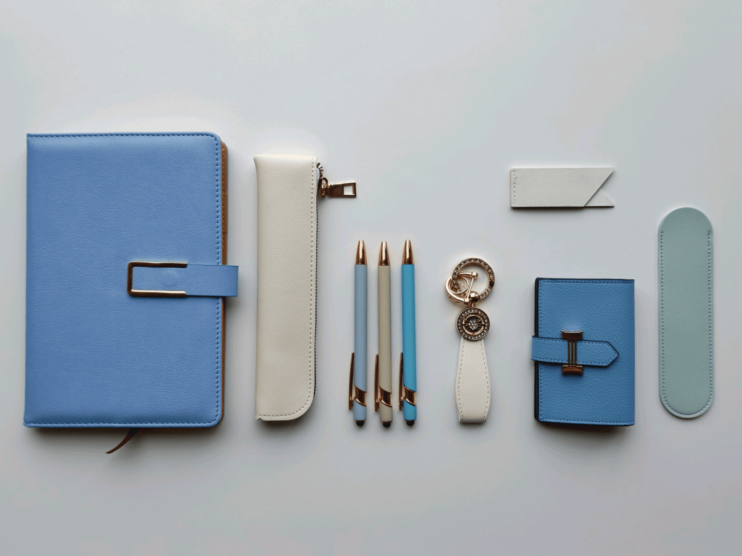Sky Blue – Elegant Stationery Gift Set - Golden Line Box