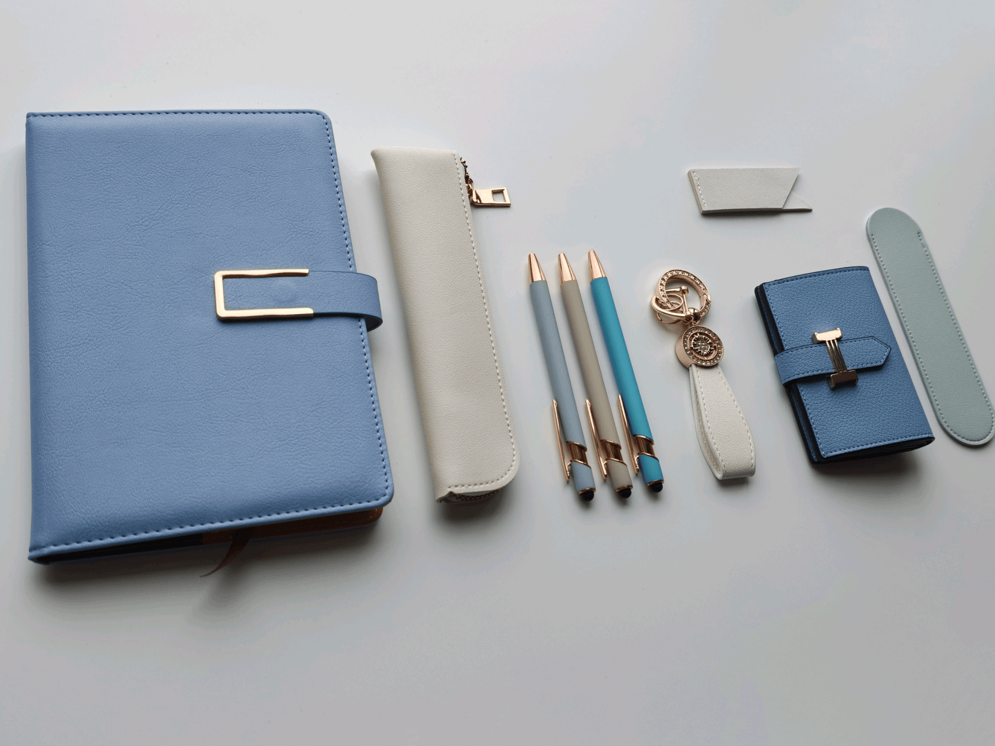 Sky Blue – Elegant Stationery Gift Set - Golden Line Box