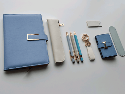 Sky Blue – Elegant Stationery Gift Set - Golden Line Box