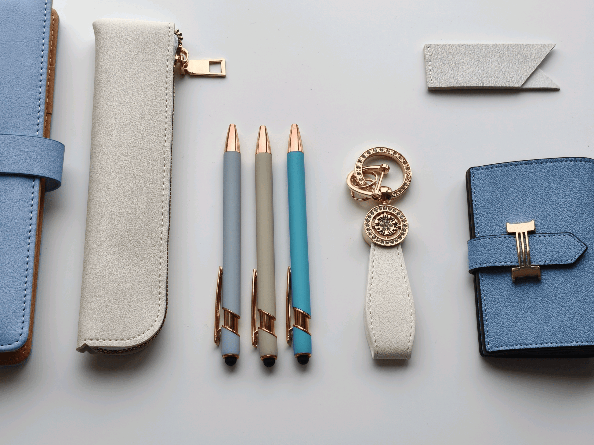 Sky Blue – Elegant Stationery Gift Set - Golden Line Box