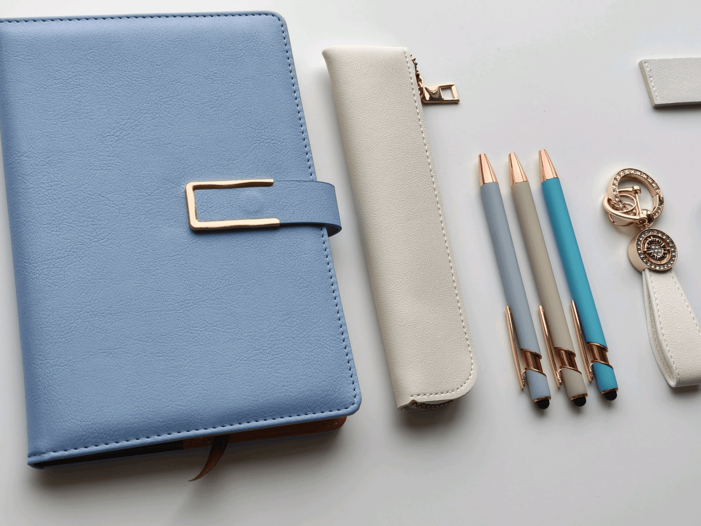 Sky Blue – Elegant Stationery Gift Set - Golden Line Box